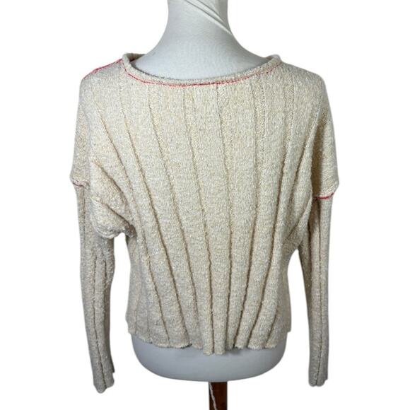 BDG Soft Knit Cream Casual Notch Neck Cropped Pullover Sweater Size S - Picture 4 of 6